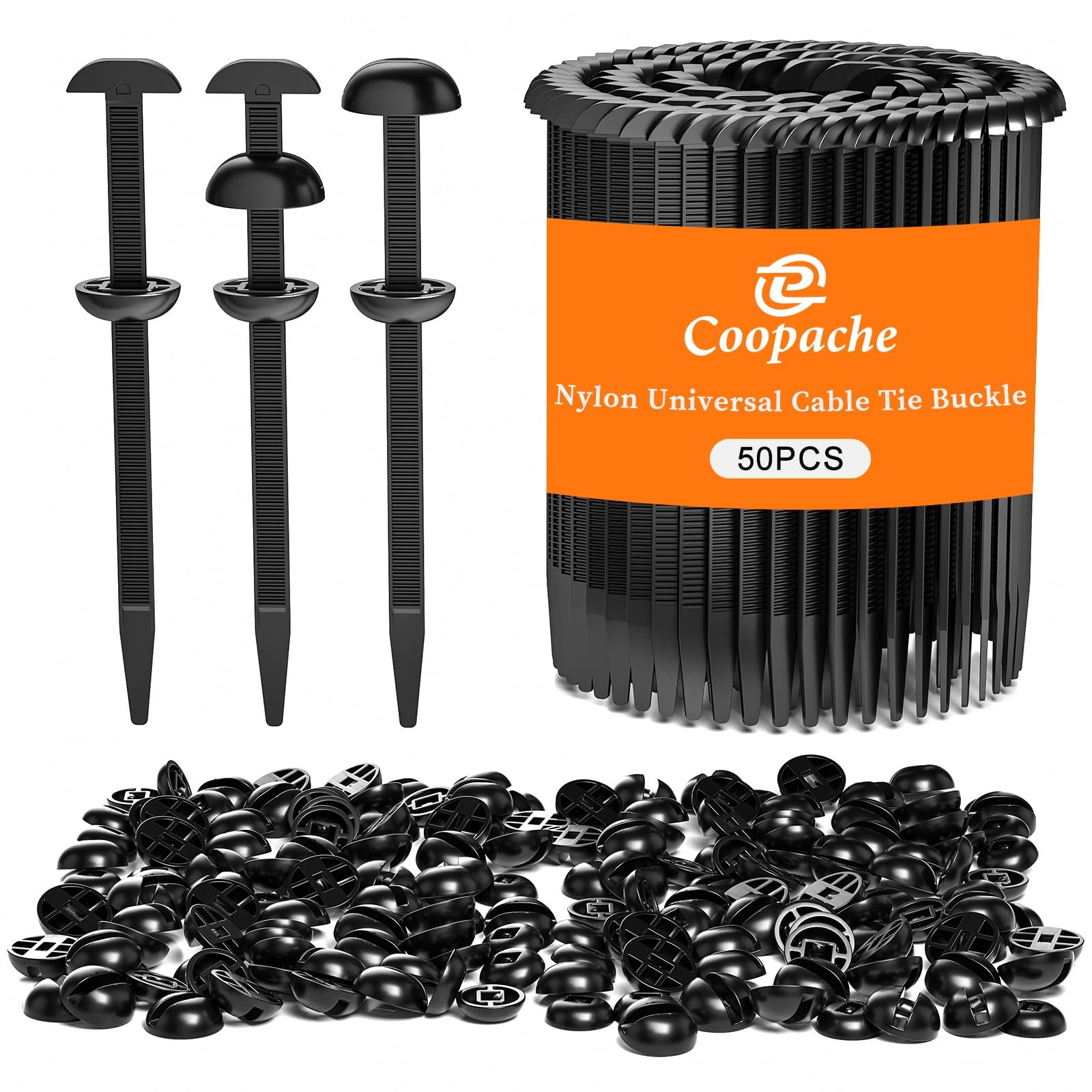 Coopache Nylon Universal Cable Tie Buckle for Car Heavy Duty Upgraded Automotive Zipper Clips Fender Zip Ties Fasteners