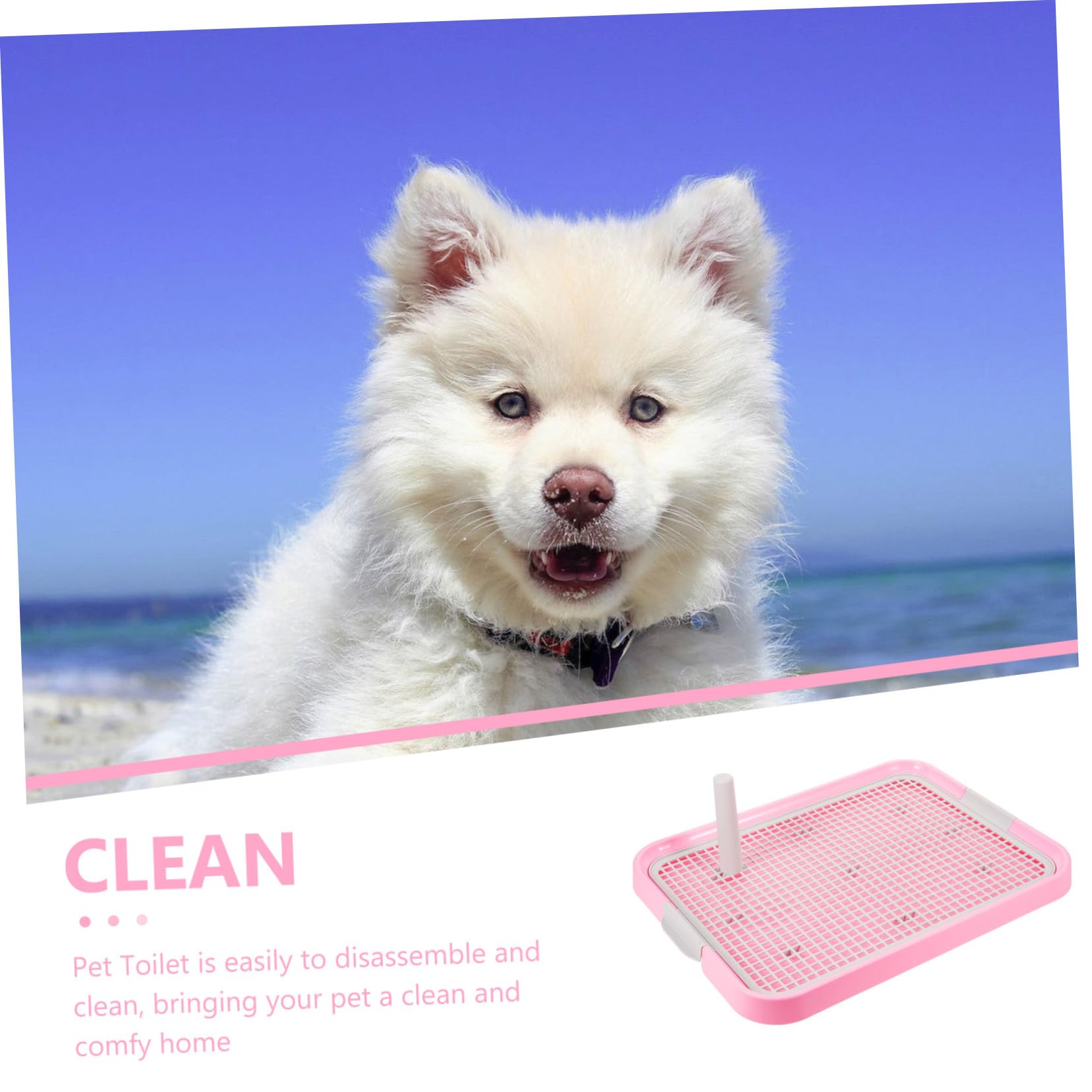 DOITOOL Toilette per Cani con Colonna Ergonomica e Antiscivolo Vasino Addestramento Cucciolotti di Taglia Piccola e Media Igienico e Facile da Pulire Rosa
