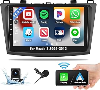 Android 11 Car Stereo for Mazda 3 2009 2010 2011 2012 2013 with Apple Carplay Android Auto, 9 Inch Touchscreen Car Radio with Bluetooth, GPS Navigation, Hi-Fi, EQ, WiFi, FM/RDS, Backup Camera + MIC