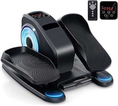 COSTWAY Under Desk Elliptical Machine, Mini Elliptical Cross Trainer with LCD/LED Display Screen, Portable Seated Leg Pedal Exerciser for Teens Seniors Adults