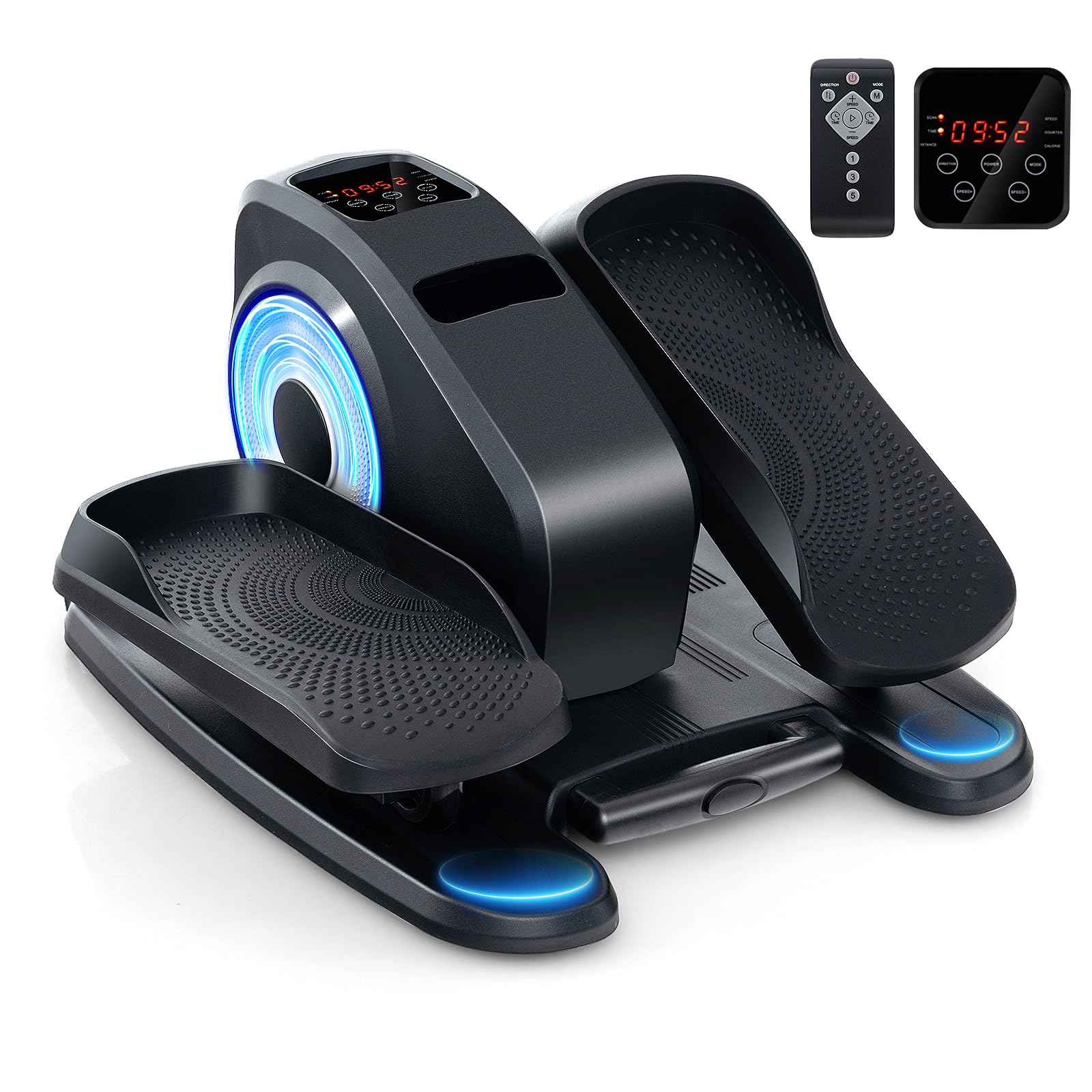 COSTWAY Mini Ellipsentrainer Untertisch, elektrischer Crosstrainer mit LED-Anzeige & Fernbedienung, Bewegungstrainer Stepper für Zuhause, tragbarer Pedaltrainer für Erwachsene, Senioren