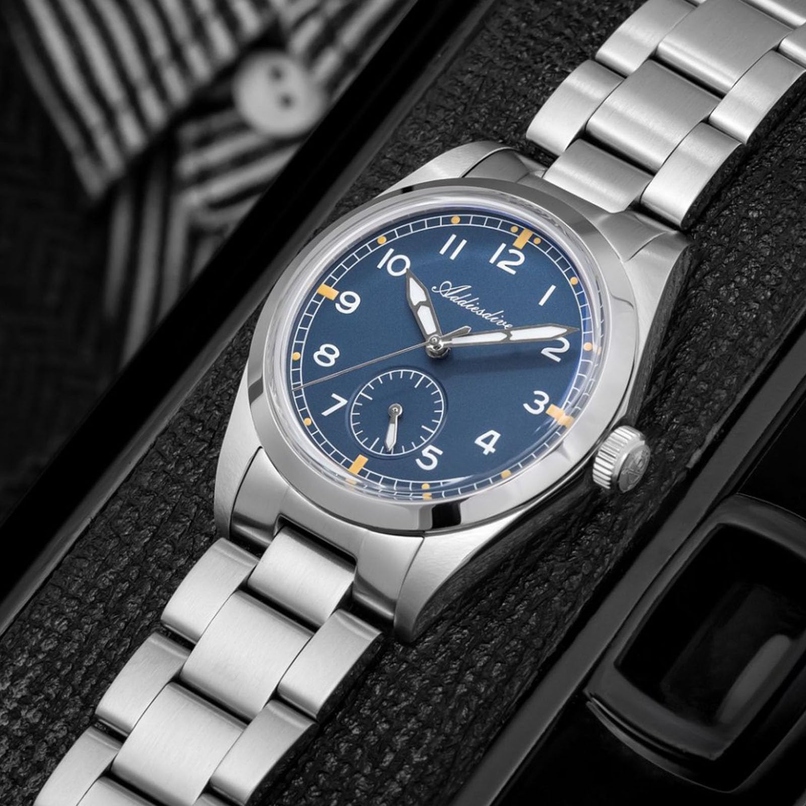 ADDIESDIVE herrenuhr Quartz 36mm Edelstahl wasserdicht 100m Uhr AD2099 Japanisches VH60-Uhrwerk mit 24-Stunden-Zifferblatt BGW9+C3 superluminova Business&Freizeit Armbanduhr