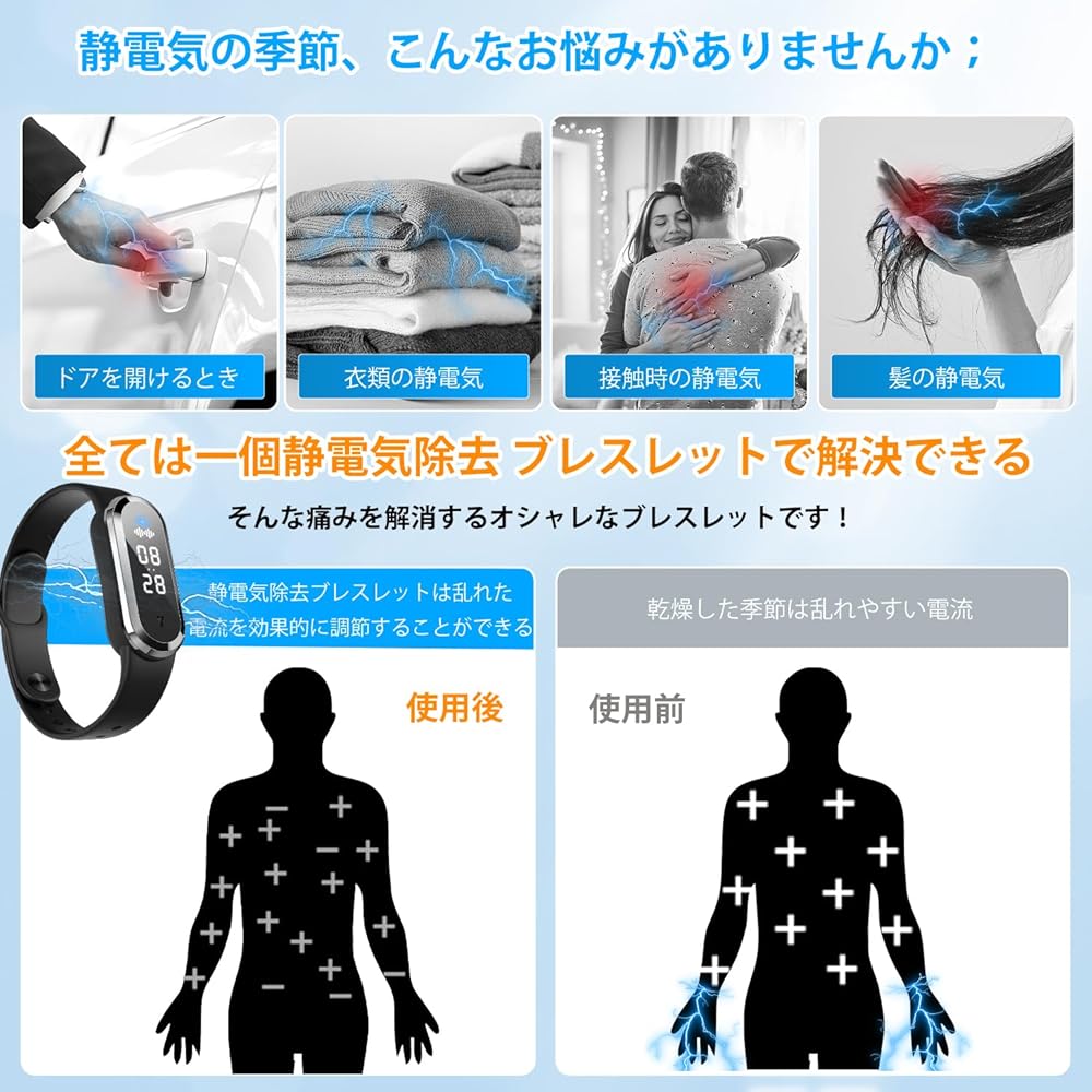静電気除去 ブレスレット 静電気除去グッズ 静電気防止 ブレスレット 静電気除去ブレスレット 静電気防止ブレスレット 腕輪 静電気