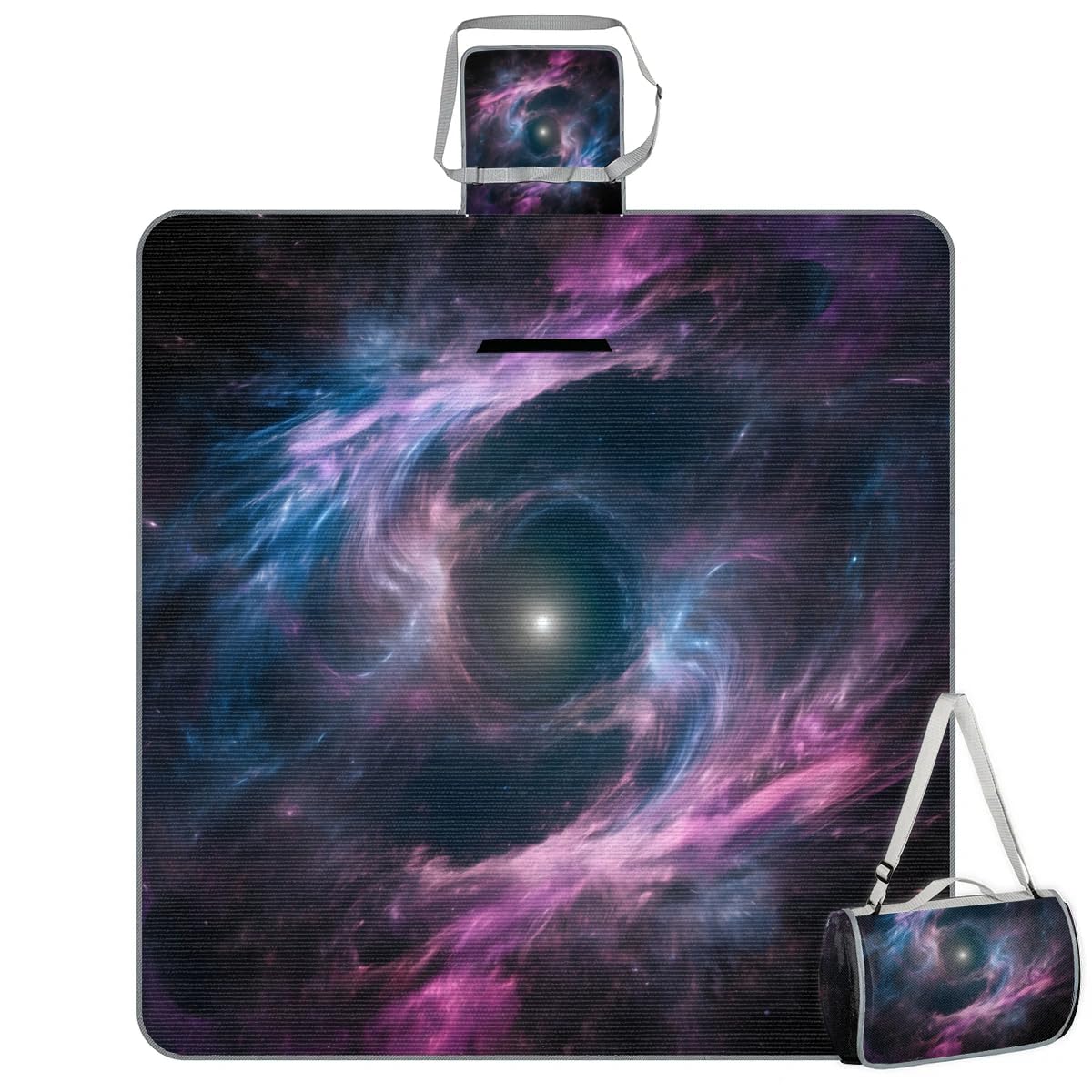 Manta de picnic de 150 x 145 cm, diseño abstracto de nebulosa galaxia, plegable, manta de playa para exteriores, impermeable, para playa, camping, senderismo, picnic