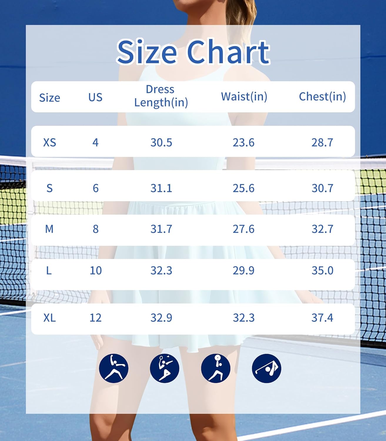 Tennis Dresses for Women with Built in Shorts and Bra Golf Backless Sleeveless Workout Athletic Dresses with Pockets - Image 6