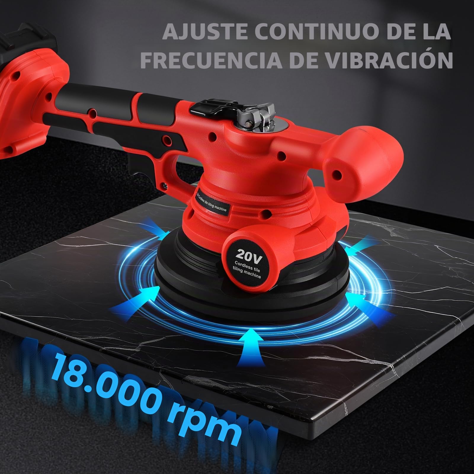 Baldosas máquina eléctrica vibrador con bolsa de succión de 145 mm 0-18000 rpm Control de velocidad continuo Herramienta de vibración para colocar azulejos de pared