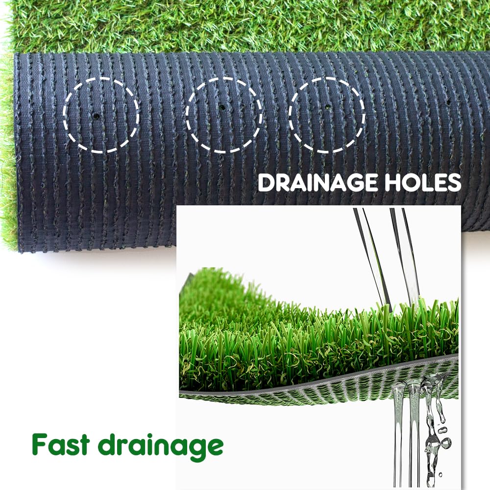 Petgrow 1M × 3M Kunstgras für Haustiere, 20mm Grashöhe Dauerhaftes Selbstentwässerungssystem Falsche Rasenmatten, Natürliche Simulation für Terrasse Balkon Außen Innen Grüner Rasenteppich (1M × 3M)