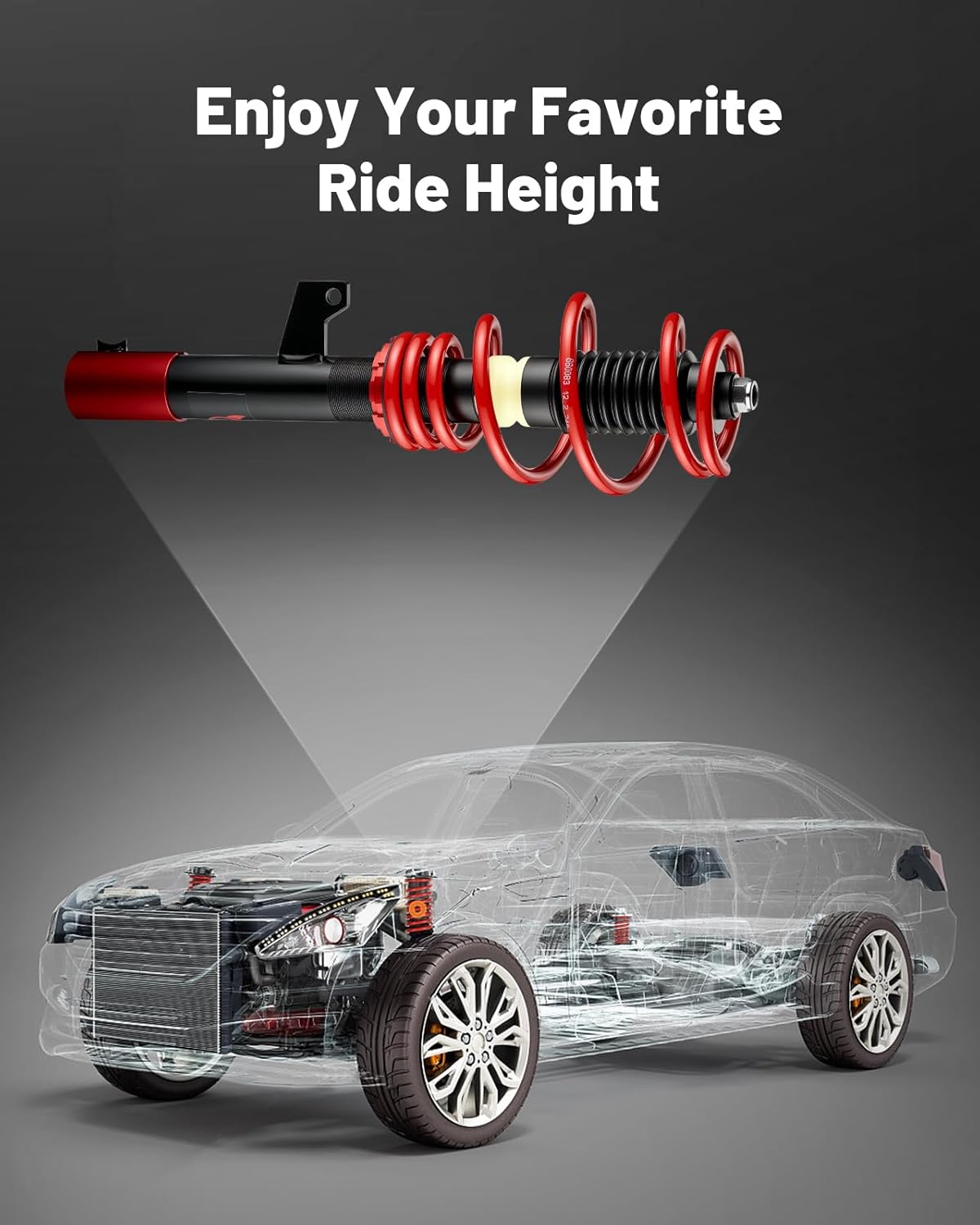 EVIL ENERGY Coilovers Compatible for Volkswagen Golf GTI Rabbit Jetta MK5 MK6 2006-2014, for Audi A3 8P (FWD) 2006-2014, Height Adjustable Lowering Kit, Twin-Tube Coilover Suspension Kit, Red