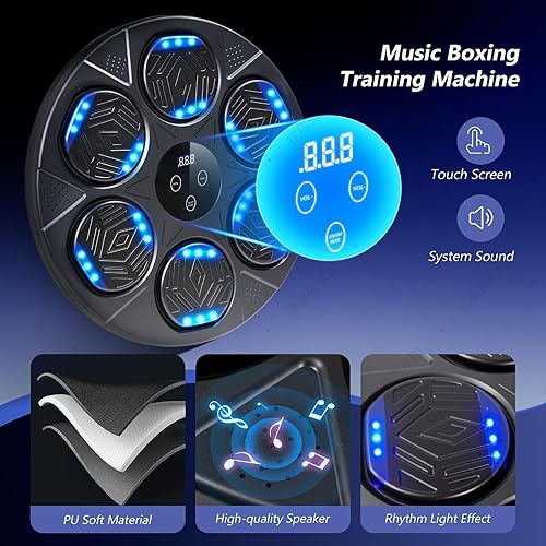 Miniatura 4 de Máquina de boxeo musical, equipo de entrenamiento con guantes de boxeo, máquina de arcada inteligente de perforación Bluetooth, equipo de fitness