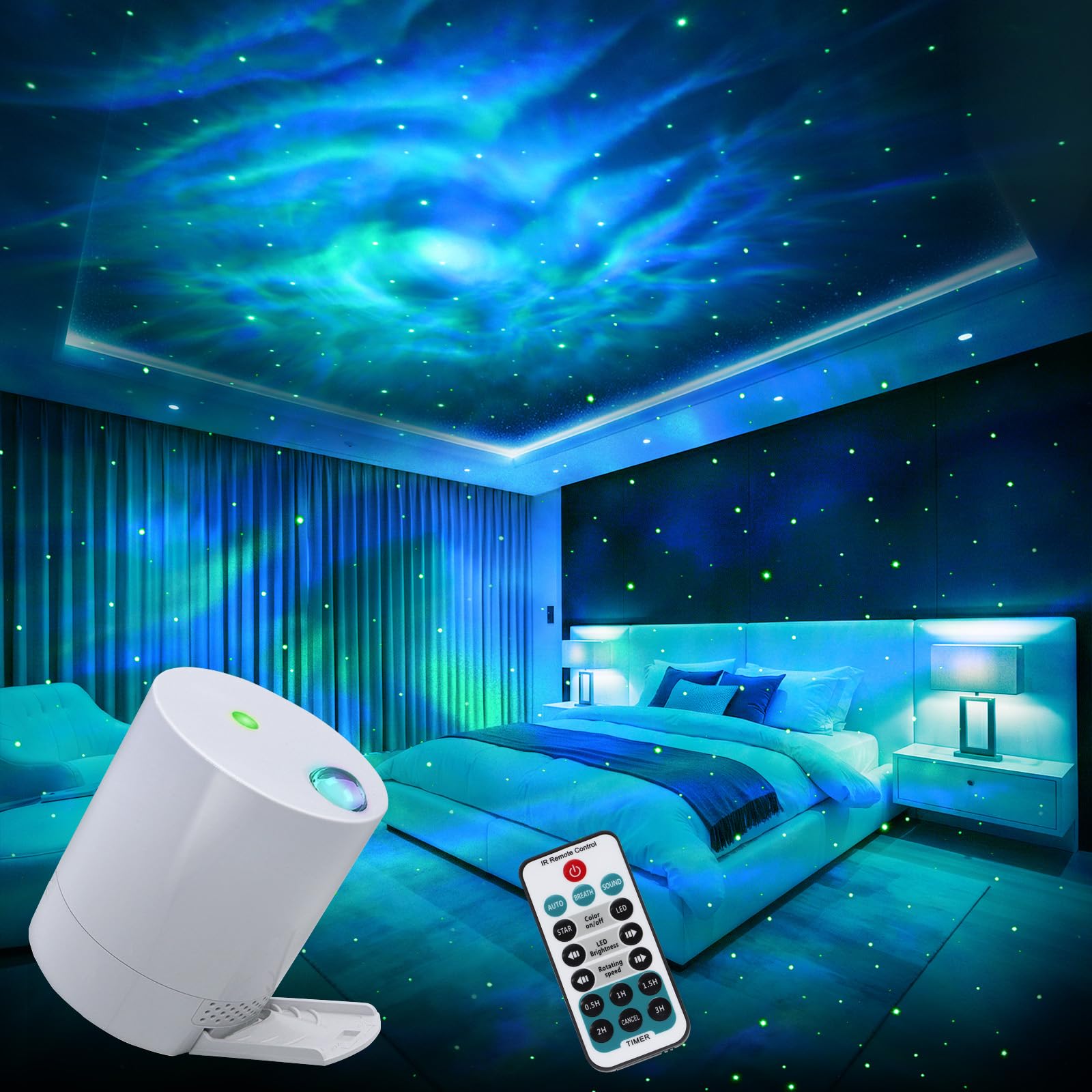 Star Projector Galaxy Projector, Exquisite Nebula Night Light Projector, Ocean Wave Galaxy Light with Remote Control,with Adjustable Speed and Brightness, Adults, Bedroom,Party