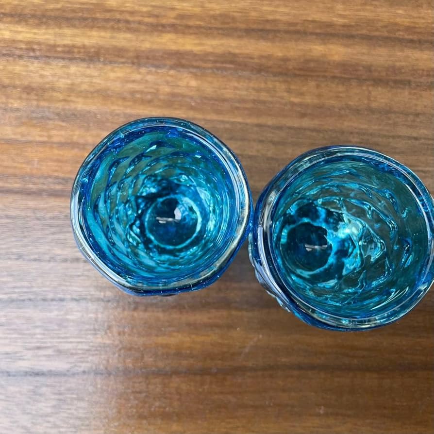 Amazon | ショットグラス水色2個 琉球ガラス工房清天 | ノー