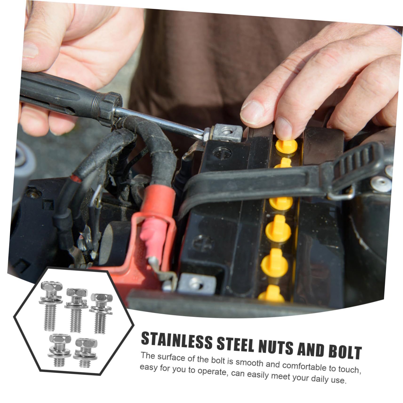 SOLUSTRE 5juegos Kit De Tornillos De Terminal De Batería De Inoxidable Motocicletas Perno y Tuercas Duraderos y Resistentes La Corrosión