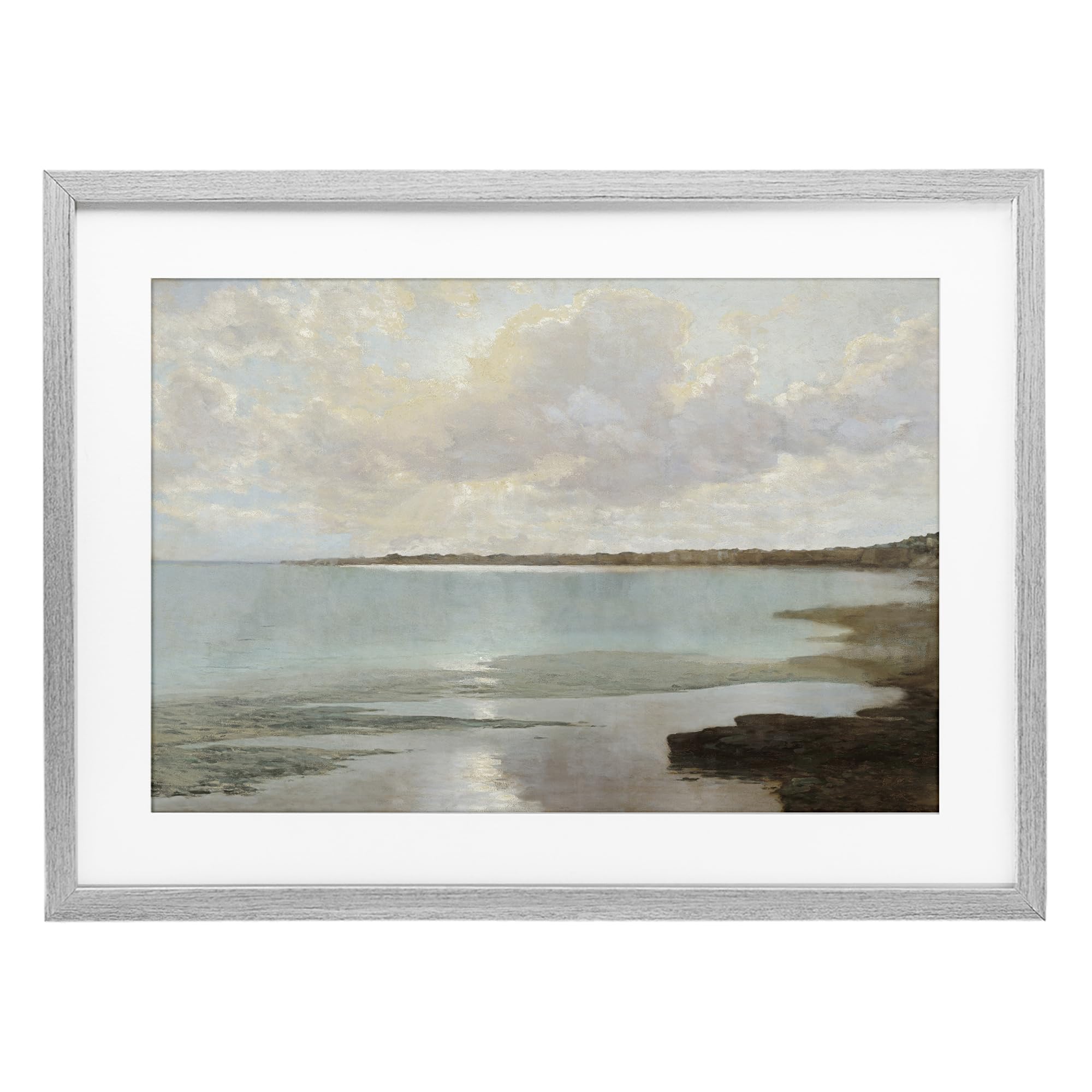 Stupell Industries Farmhouse Gray (Textured) 'At The Shore Horizon'| Framed Print Under Glass