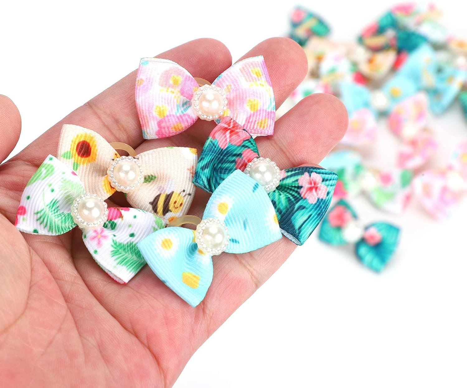 25 Pieces Dog Hair Bows, Fruit Pattern, Pet Hair Bows, Bow, Rubber Band for Puppies, Hair Care Accessories with Bow, Default 7