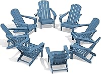 Vista 46 de SERWALL Juego de 2 sillas plegables Adirondack ajustables con 3 posiciones reclinables, Adirondack de polietileno de alta densidad para todo