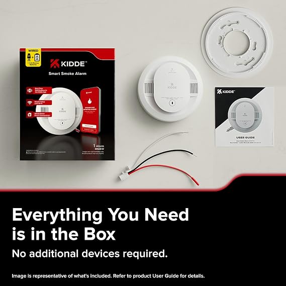 Kidde Hardwired Kidde App Enabled Smart Smoke Detector with AA Backup Battery, Interconnected Alarm