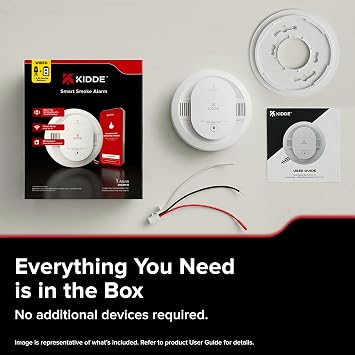 Kidde Hardwired Kidde App Enabled Smart Smoke Detector with AA Backup Battery, Interconnected Alarm