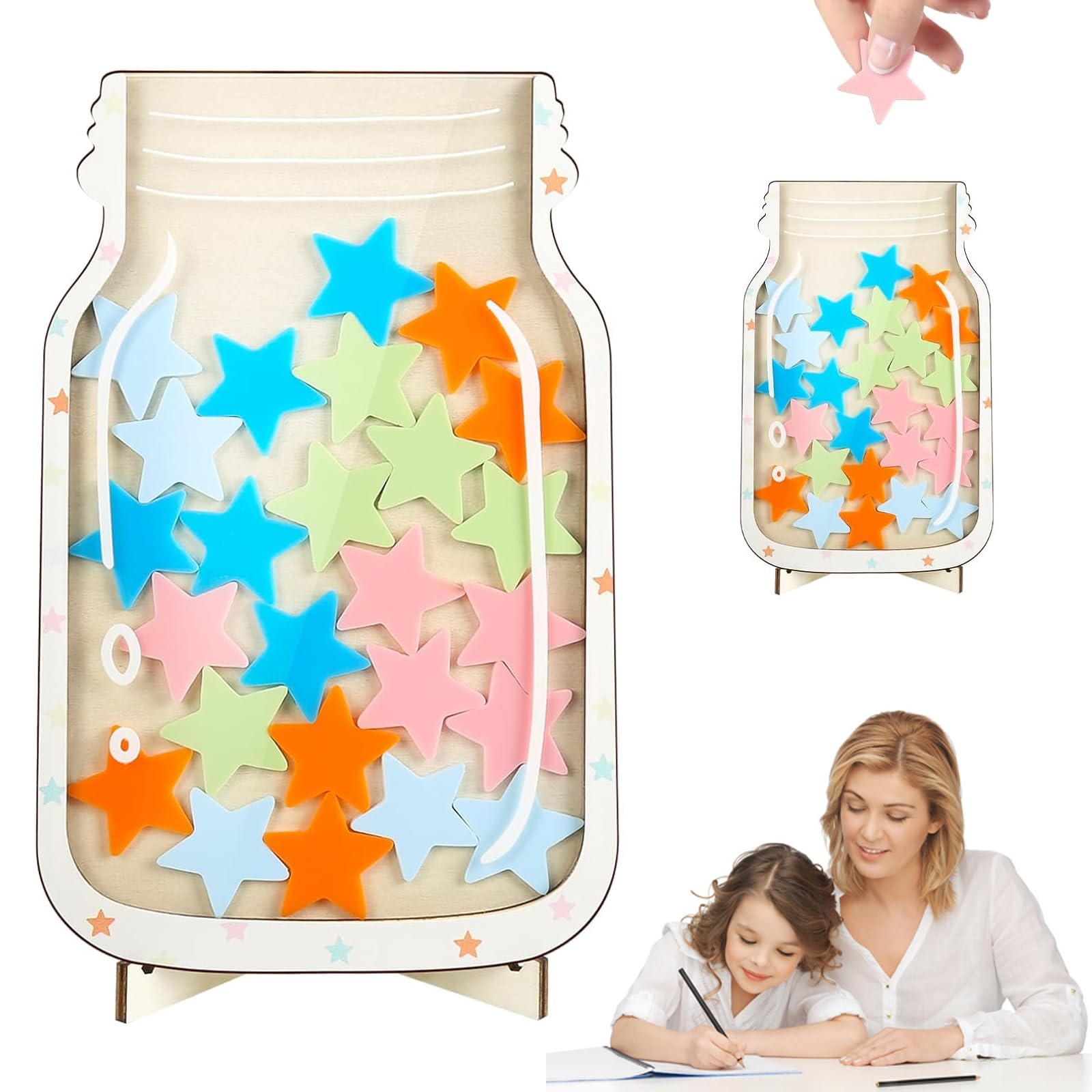 Barattolo Premio Stella per Bambini,Vaso Ricompensa per Il Buon Comportamento,Barattolo di Ricompensa Personalizzato,Adatto per Insegnanti in Classe,a Casa e a Scuola (A)