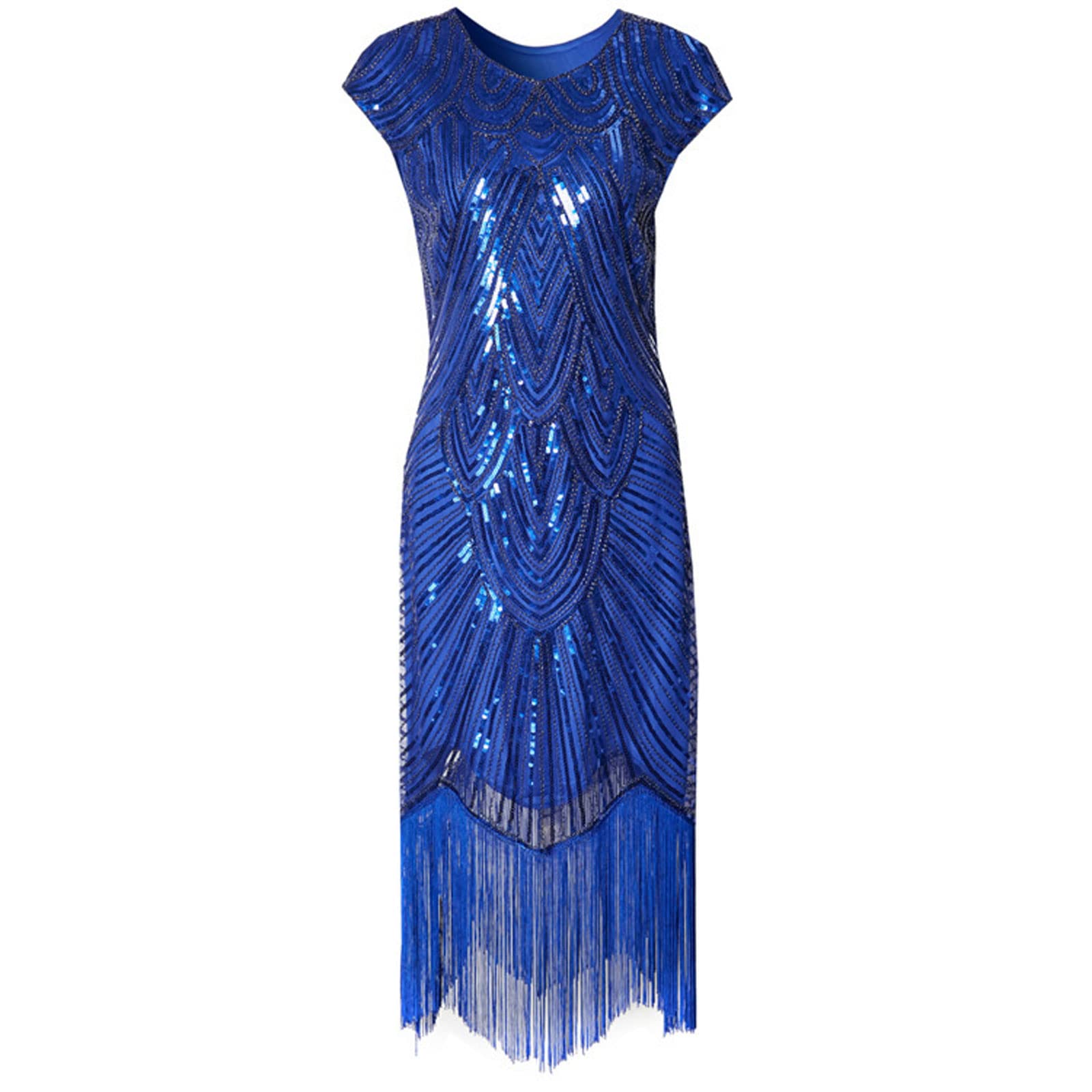Women's Flapper Dresses 1920S Crew Neck Beaded Fringed Great Gatsby Dress