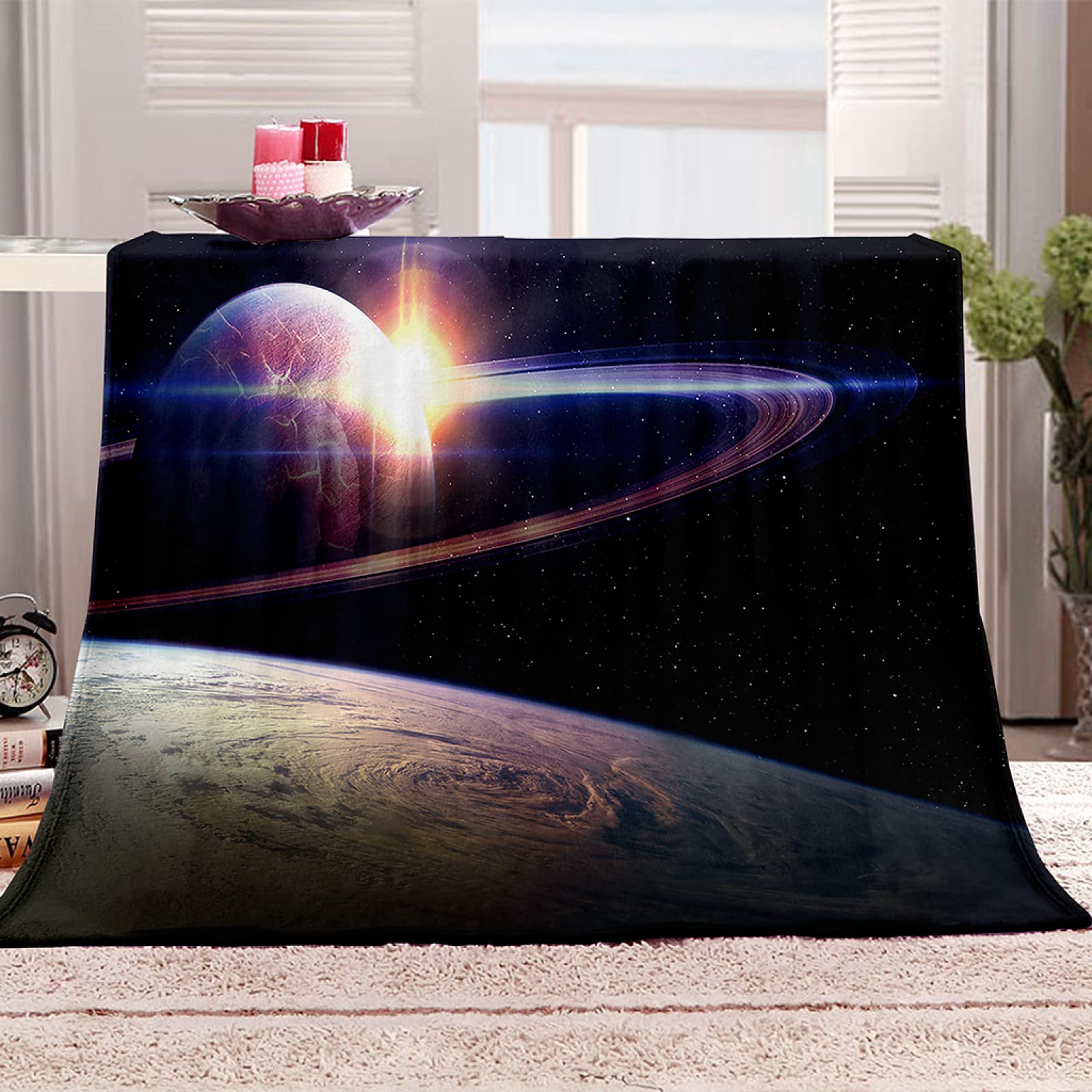 Couverture en flanelle galaxie 3D plaid polaire doux grand format 140x200cm lit et canapé