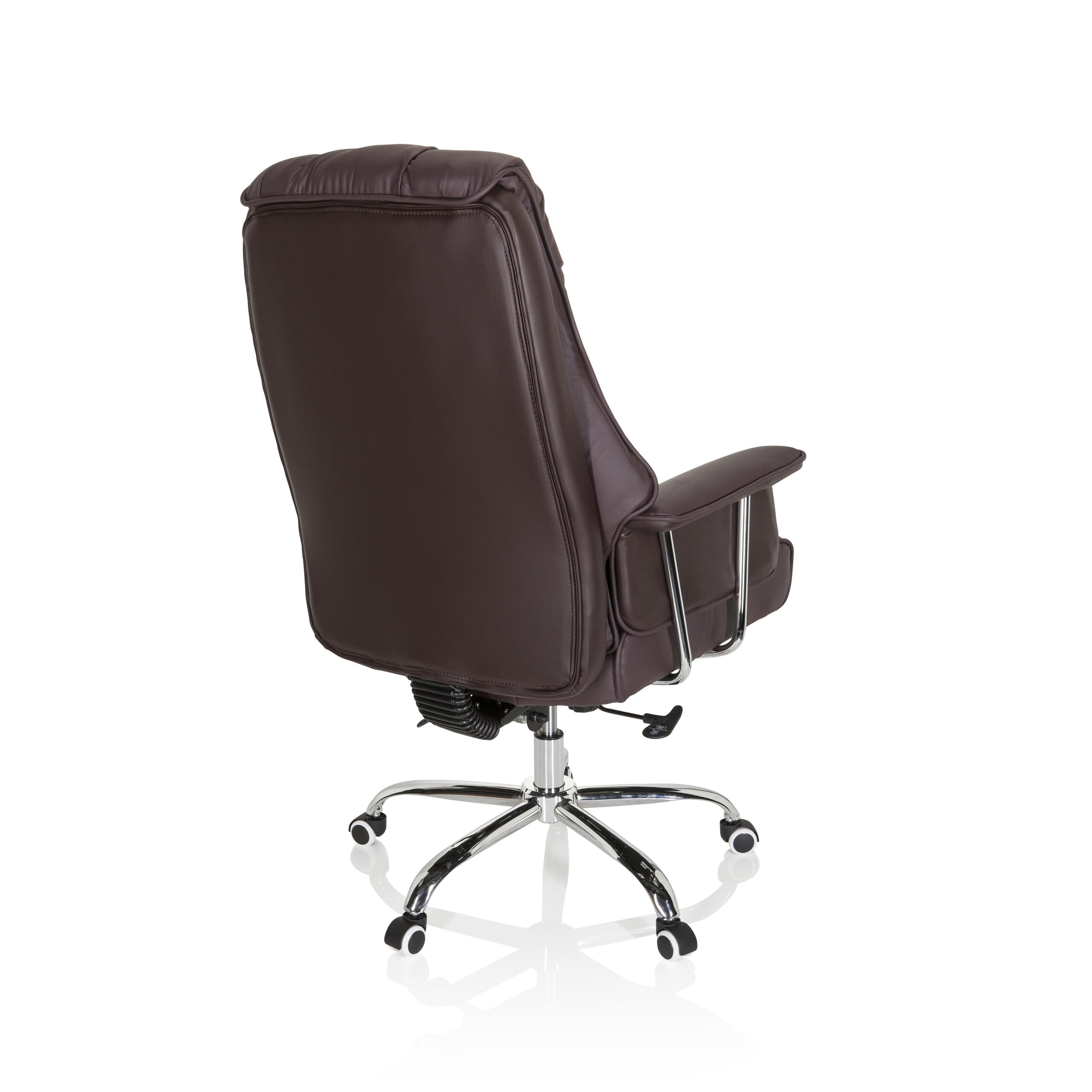 hjh OFFICE 706815 XXL Chefsessel Commander Kunstleder Braun Bürosessel dick gepolstert, Wippfunktion, hohe Rückenlehne