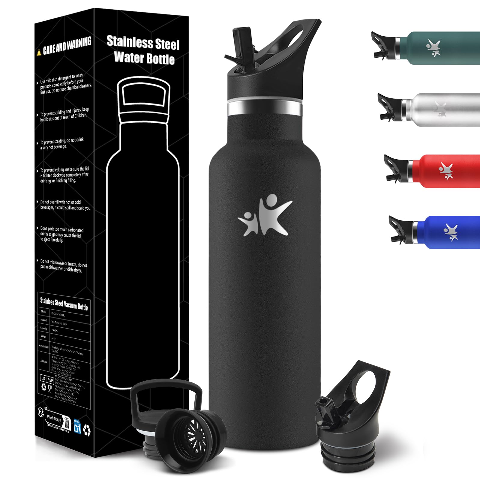 HoneyHolly Thermos Water Bottle, 750 ml, BPA-Free, Thermal Bottle, Double-Walled Vacuum Bottle, Thermal Bottles, 18/8 Stainless Steel, Steel Water Bottle, with Straw, Thermos for Gym, Sport, Bike