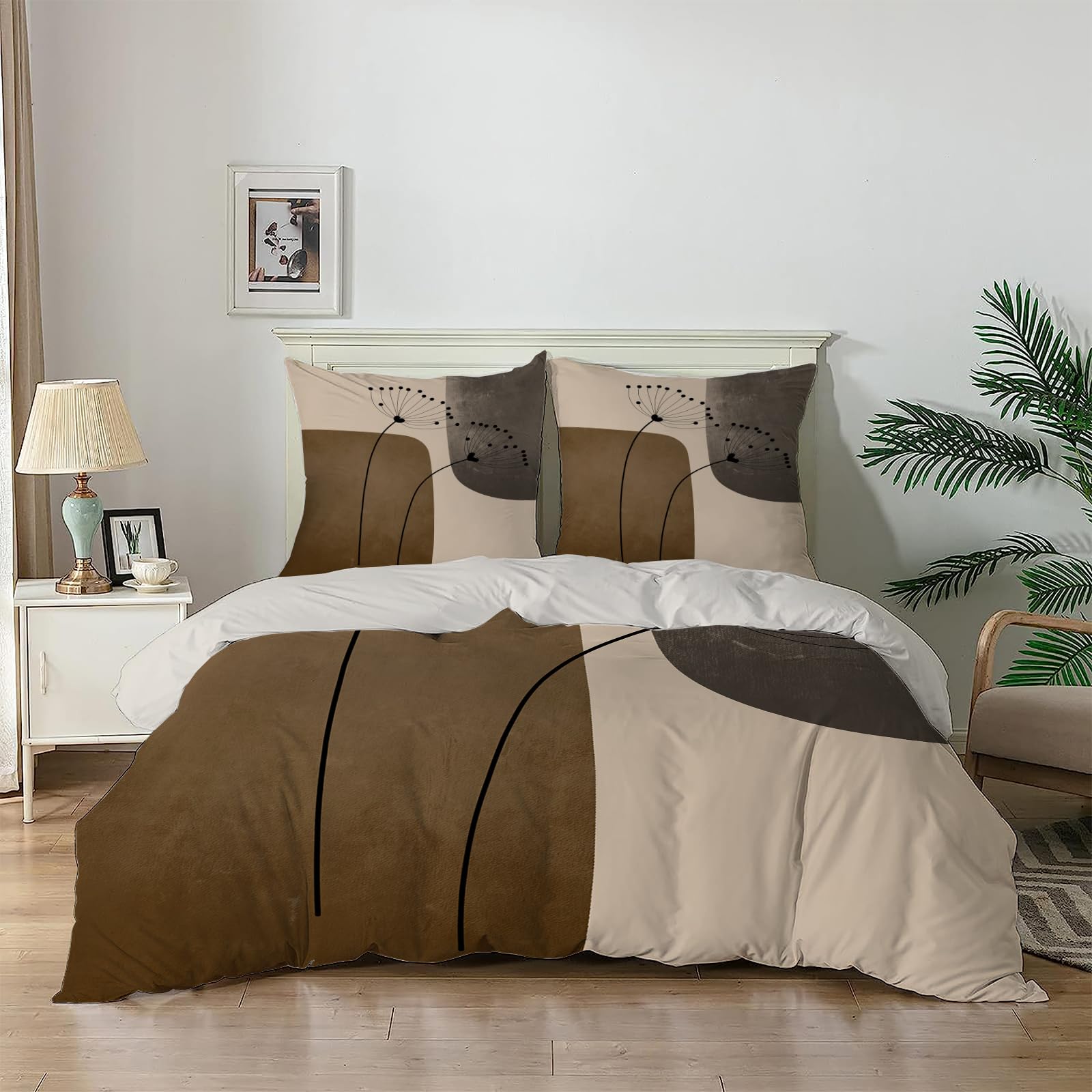 Qiwagu Brown Super King Duvet Cover, Soft Reversible Quilt Cover With Bohemia Pattern, Superking Bedding Set Microfibre With Zipper Closure, Comforter Cover And 2 Pillowcases, 260X220 Cm