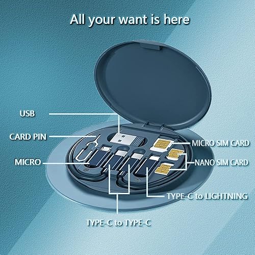 Miniatura 6 de Caja de almacenamiento de cables multifuncional línea de carga multitipo USB C a Lightning tipo C herramienta de transferencia de datos que contiene