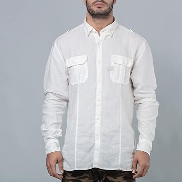 White linen collared shirt Clearance