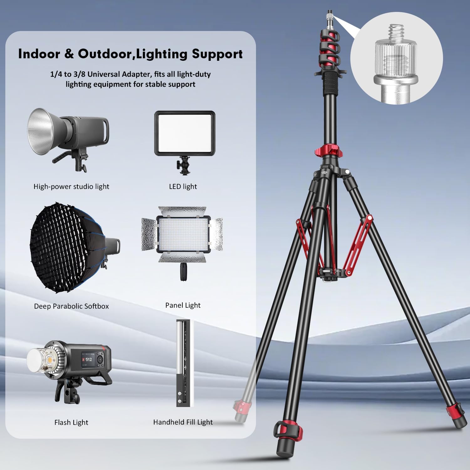 FreeSea MT-02A Photography Light Stand, Outdoor Portable Aluminum Tripod image 4