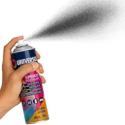 Tinta Spray 400ml Brilhante Uso Geral em Aço Ferro Couro Gesso Cerâmica | Universo - Preto