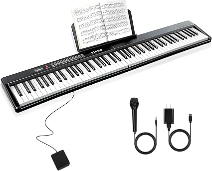 88 Key SEMI-Weighted Keyboard Piano For Beginners w/MIDI, Bluetooth, 1000 Tones/Rhythms, 150 Demos, Sustain Pedal, Metronome, Sync, Chord, Dual Key, Key Drum, Teaching Mode, Corded Electric