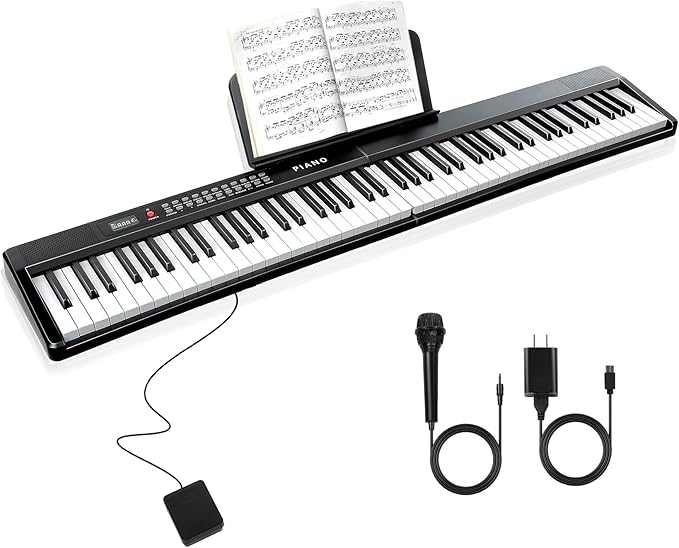 88 Key SEMI-Weighted Keyboard Piano For Beginners w/MIDI, Bluetooth, 1000 Tones/Rhythms, 150 Demos, Sustain Pedal, Metronome, Sync, Chord, Dual Key, Key Drum, Teaching Mode, Corded Electric