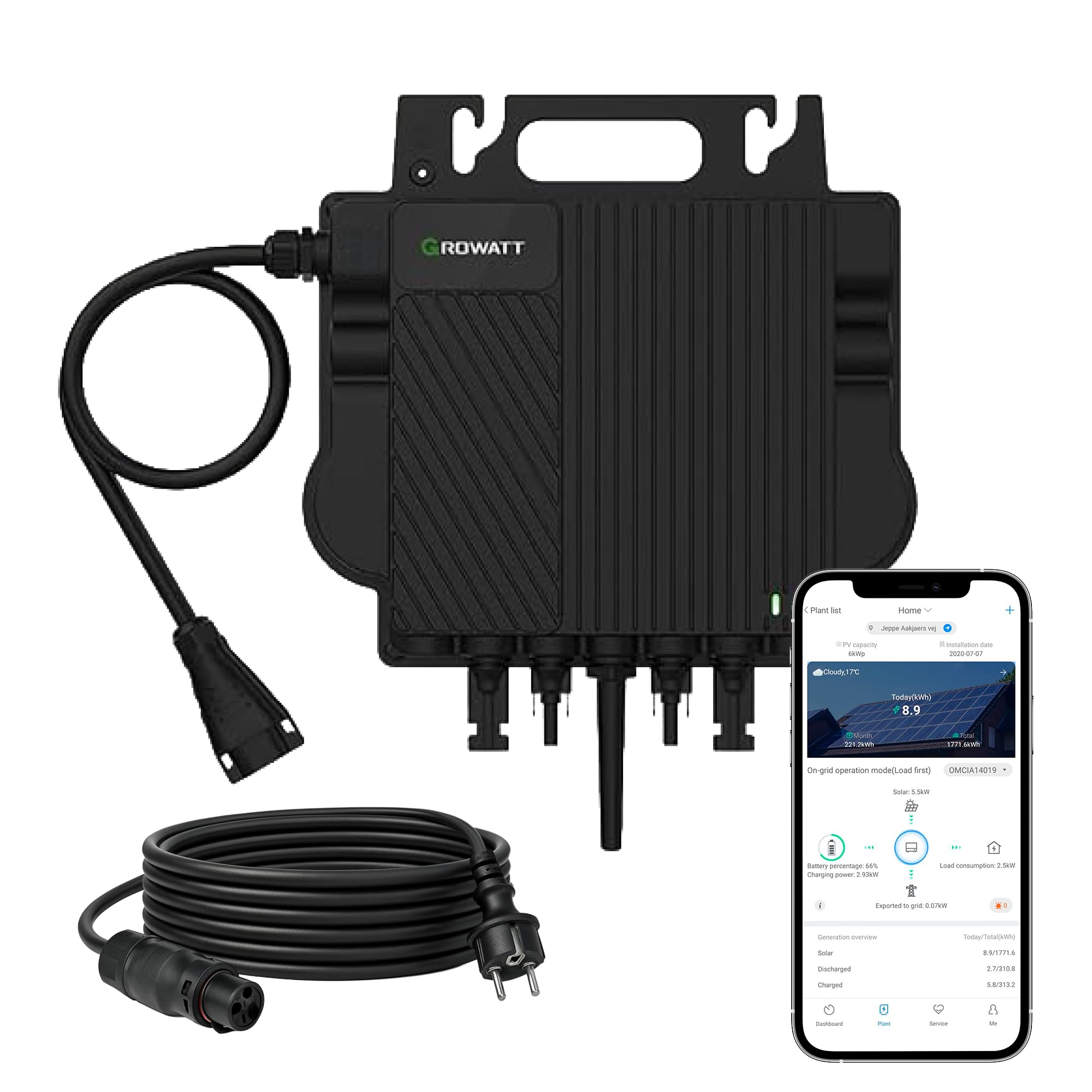 SUNNIVA® 920W Balkonkraftwerk BIFAZIAL FULLBLACK komplett Steckdose GROWATT NEO-800M-X Watt Wechselrichter, PV Solaranlage Komplettset,2x460W Glas-Glas Bifacial Solarmodule, 5m Kabel,4x1m Solarkabel