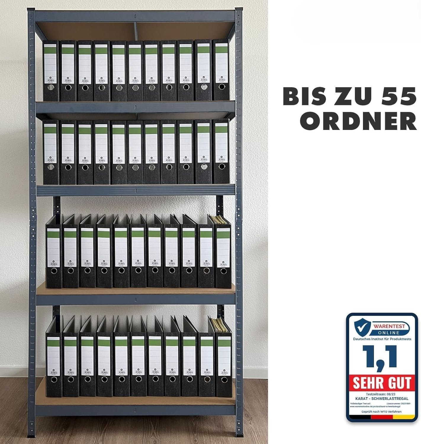 Floordirekt Schwerlastregal - Steckregal, Kellerregal, Lagerregal, Werkbank - Traglast bis 1250 kg - Schnelle Montage (Anthrazit-Grau, 180 x 90 x 45 cm)