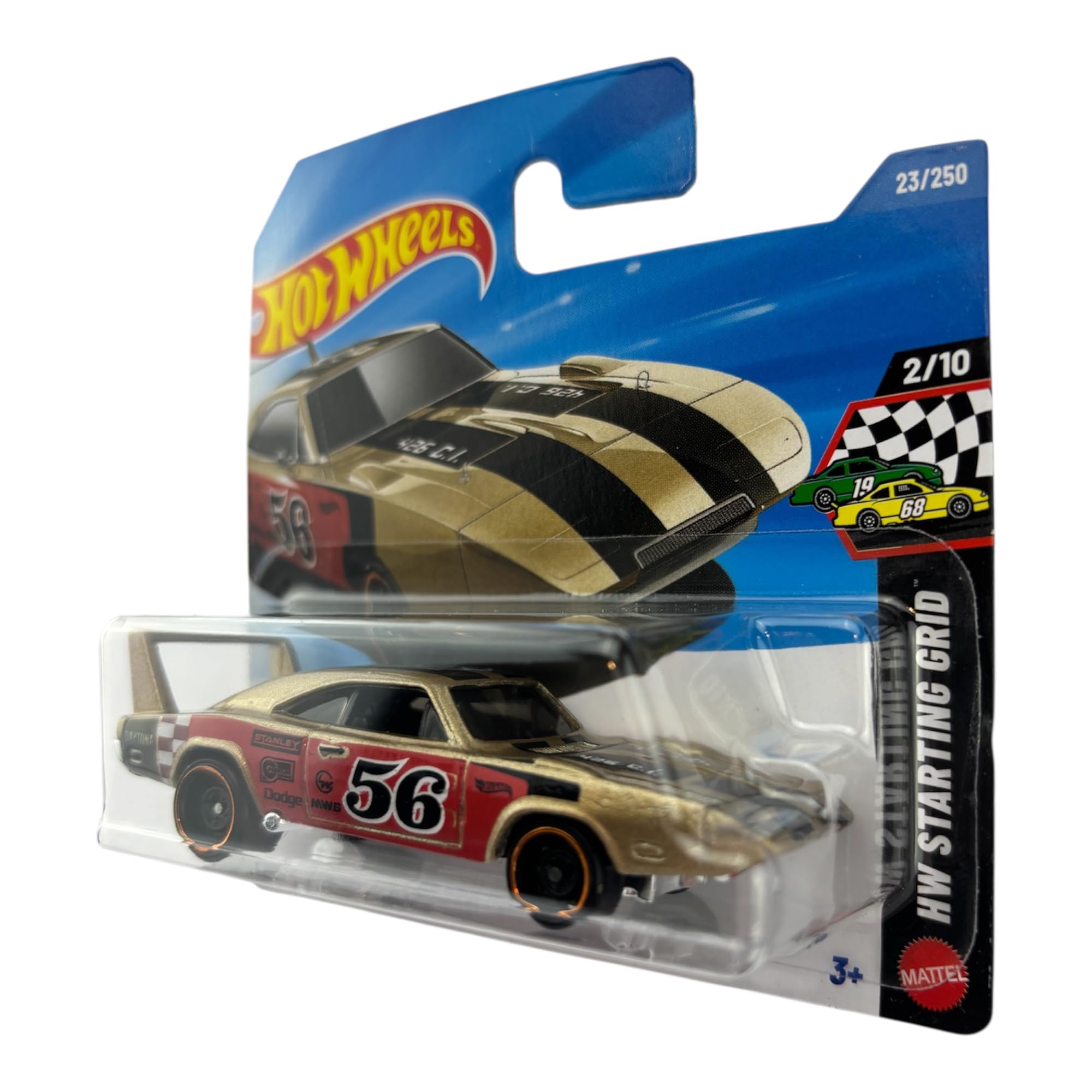 Hot Wheels, '69 Dodge Charger Daytona, HW Starting Grid 2/10, JJH97, Short Card, Golden Muscle Car in 1:64 Scale, Mattel 2026 - Image 2