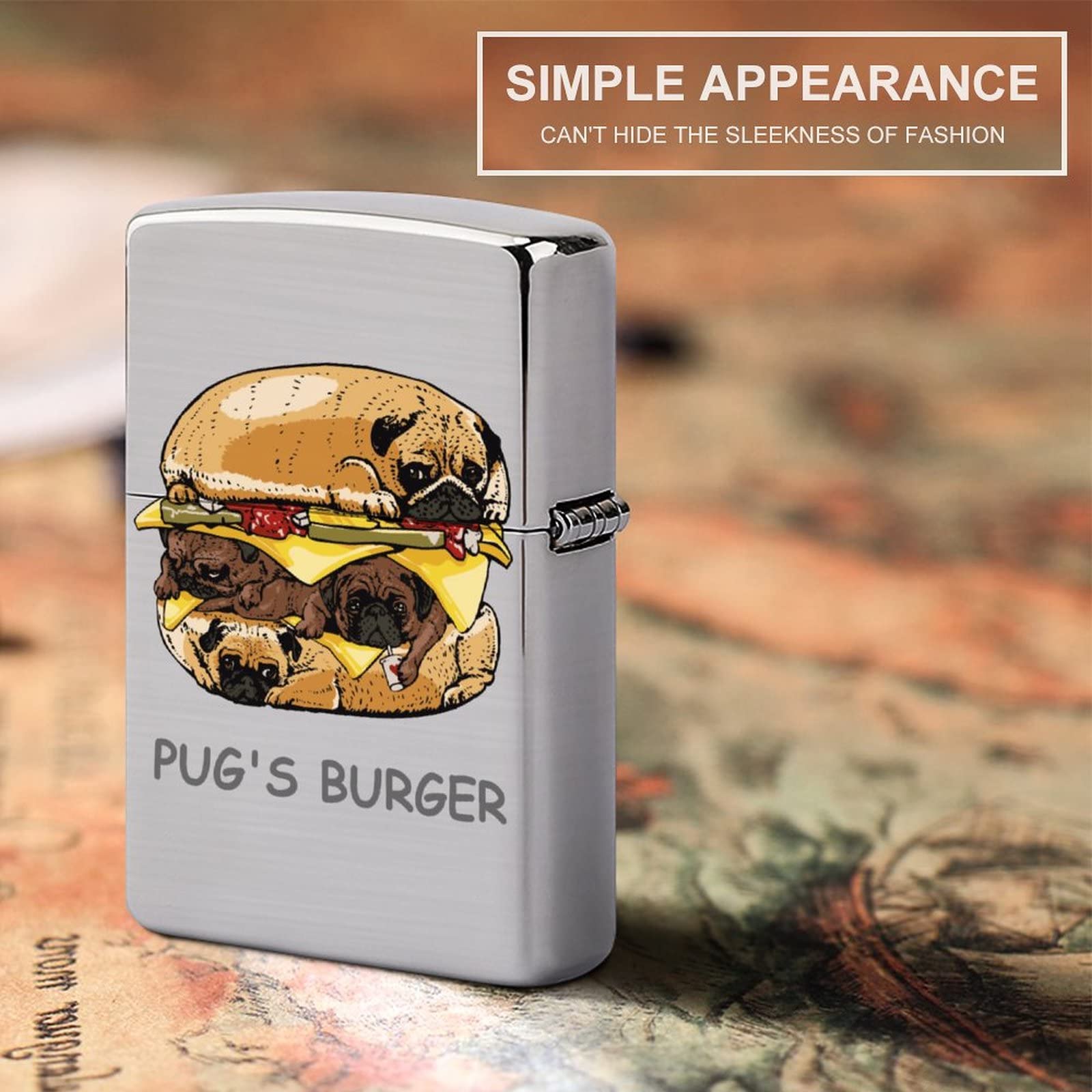 Amazon.co.jp: ZIPPO兼用ケース おもしろ パグバーガー Pug 犬 ジッポ 