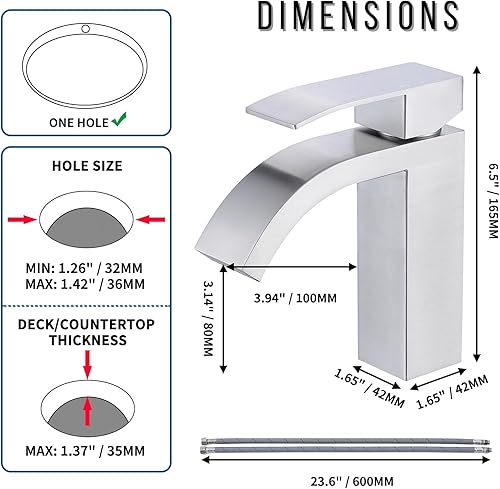 Miniatura 6 de Grifo de baño grifo de lavabo de tocador de una sola manija 1 agujero lavabo mezclador grifo RV lavabo recipiente grifo sin plomo, SF4-BNSUS304
