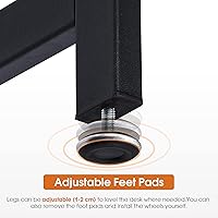 Vista 9 de ivinta Escritorio para computadora, escritorio industrial para oficina en casa con marco de metal, estación de trabajo de 40 pulgadas para espacios