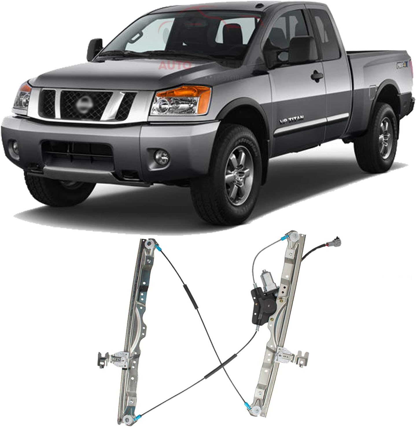 Power Window Regulator With Motor For 2004-2015 Nissan Titan - Front Driver Side, Direct Fit Replacement