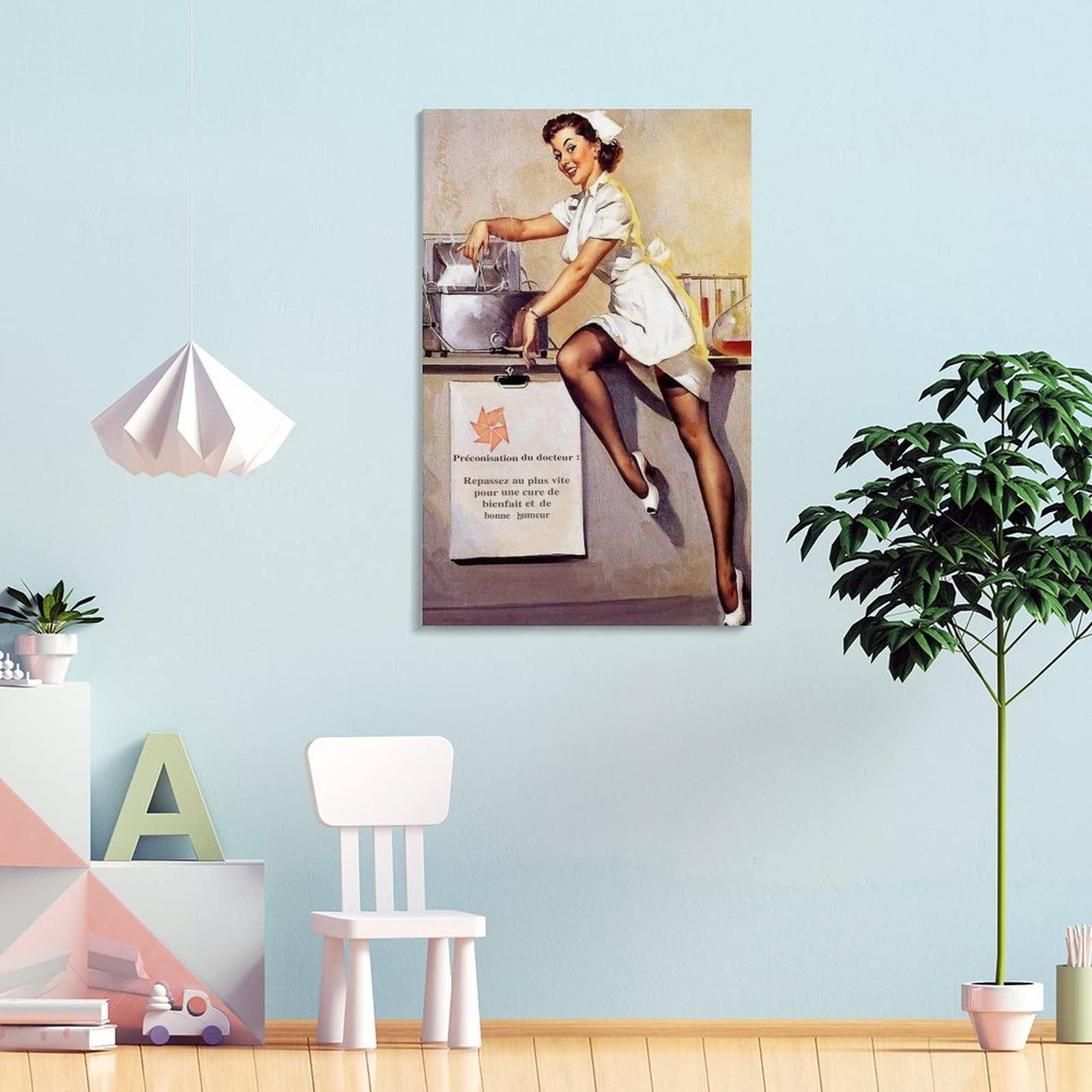 Toile Déco Pin Up Années 30 – Grand Format 60x80 Cm Sur Cintres