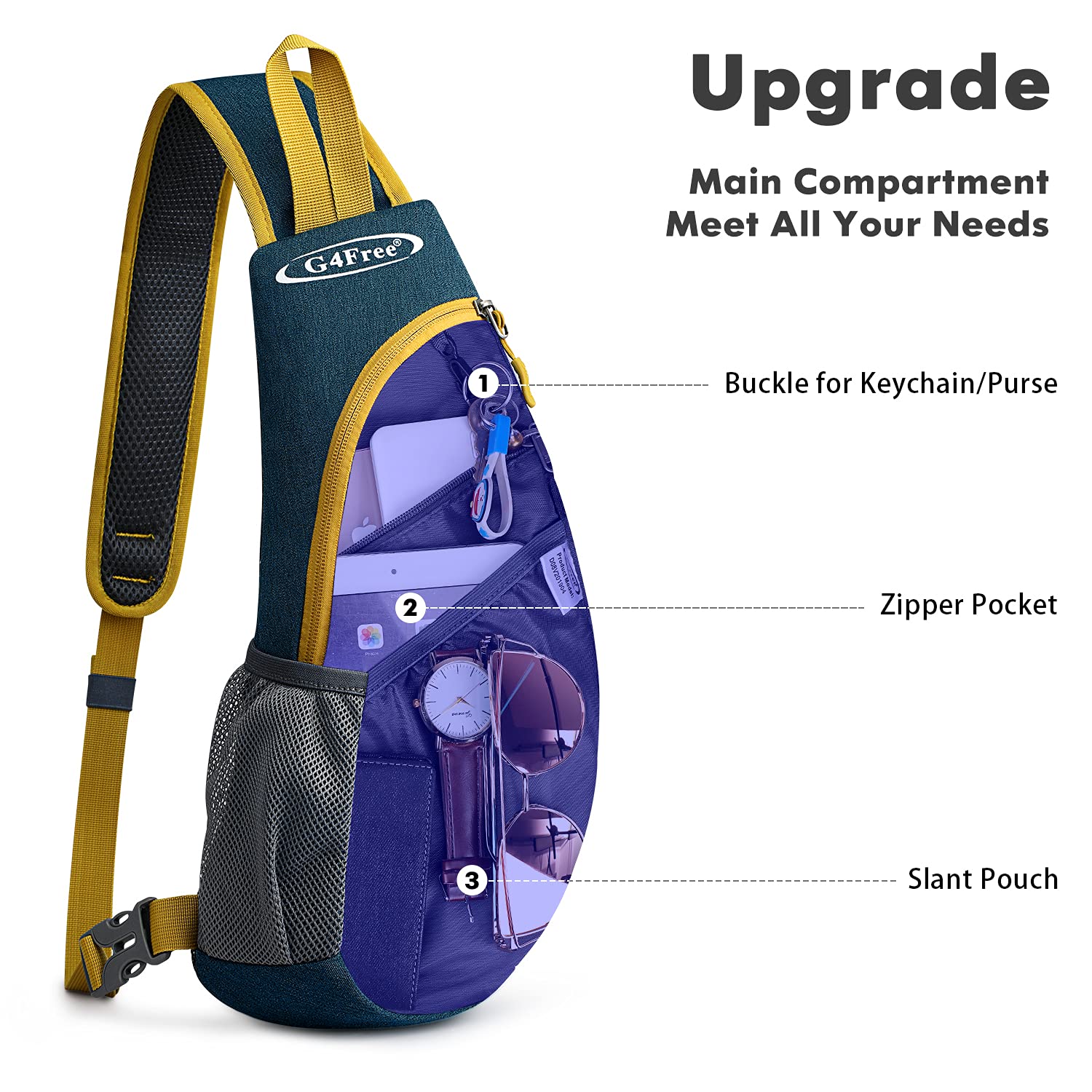 G4Free Sling Bag Mochila Triangular para Senderismo, Ciclismo, Viajes