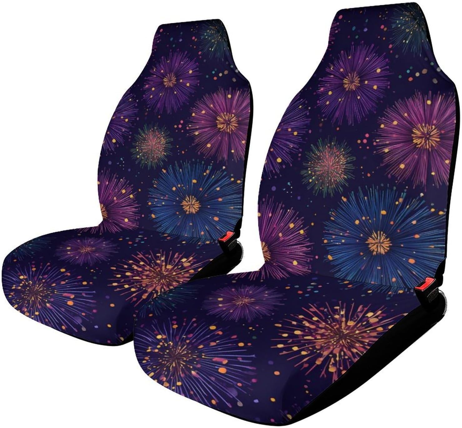 Colorful Fireworks Sea ​​Urchin Car Seat Protector Front Seats Universal Fit Automotive Accessories