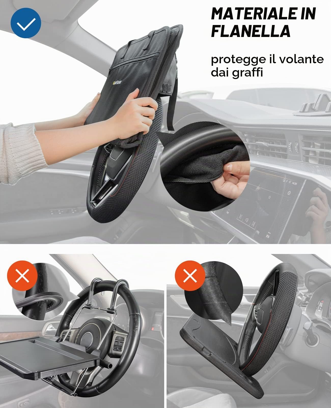 Tavolo per auto, scrivania per auto, con supporto per bevande, tavolo pieghevole universale per sedile passeggero, sedile posteriore (design brevettato UE)