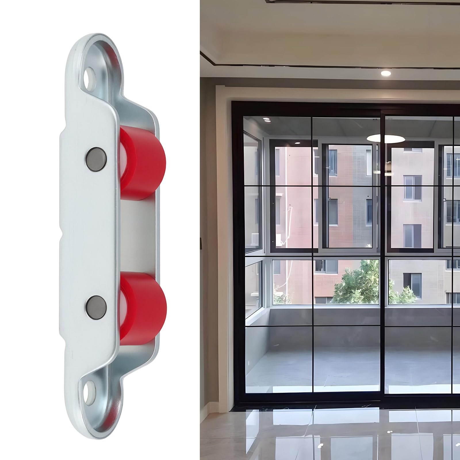 Briny River 20x Double Wheels Push Pull Window Pulley Double Wheel Track 70x16x13.9mm Compatible with Sliding Door Window and Wardrobe - Image 3