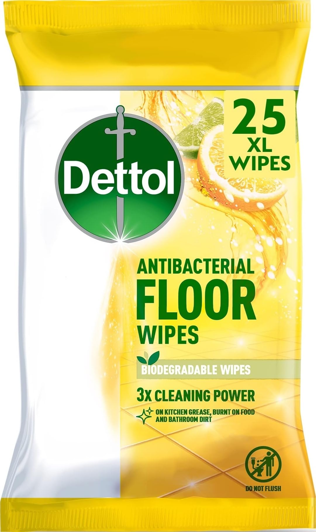 Dettol Extra Large Floor Wipes - Citrus Antibacterial - 25 Pack