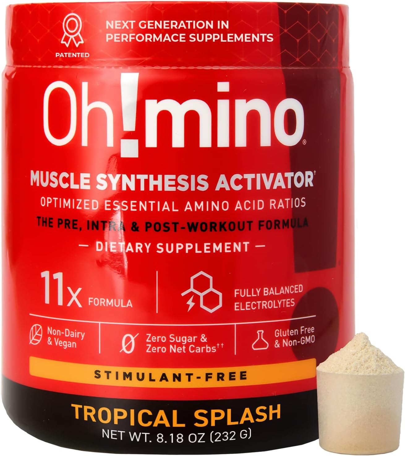 Oh!mino Essential Amino Acids Supplement. Tropical Splash, Stimulant-Free Powder. All 9 EAAs, BCAAs and The Perfect Amino for Workouts, Amino Energy, and to Build Muscle, and Recover Faster. Oh!mino Essential Amino Acids Supplement. Tropical Splash, Stimulant-Free Powder. All 9 EAAs, BCAAs and The Perfect Amino for Workouts, Amino Energy, and to Build Muscle, and Recover Faster.