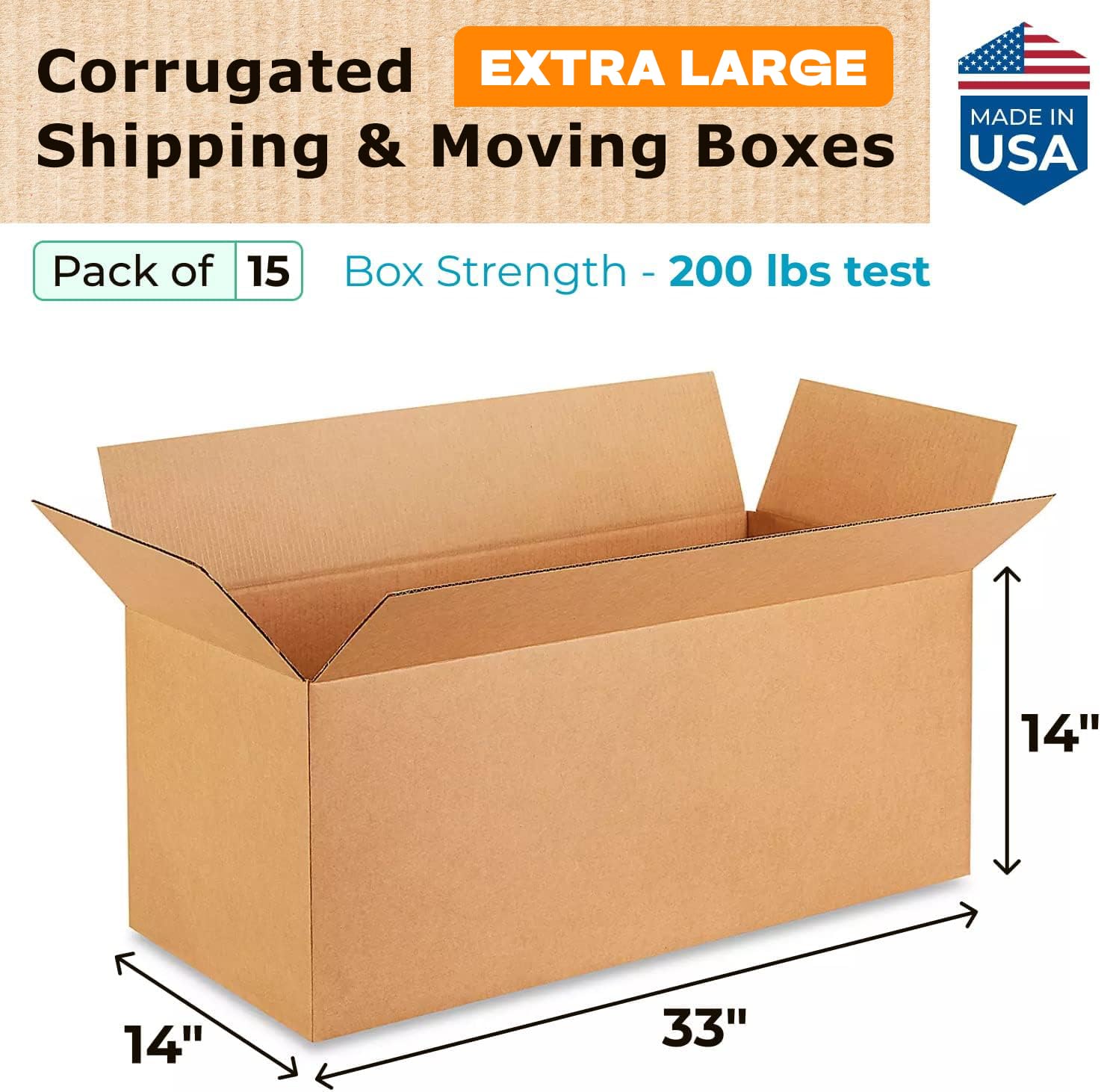 IDL Packaging Umzugskartons, groß, gewellt, 84 x 35,6 x 35,6 cm, 15 Stück