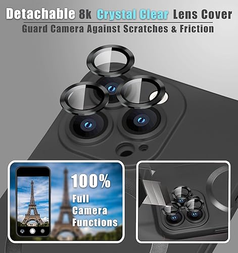 Miniatura 4 de Funda magnética para iPhone 12 Pro Max, protector de lente desmontable con protección completa de la cámara a prueba de golpes, suave mate,