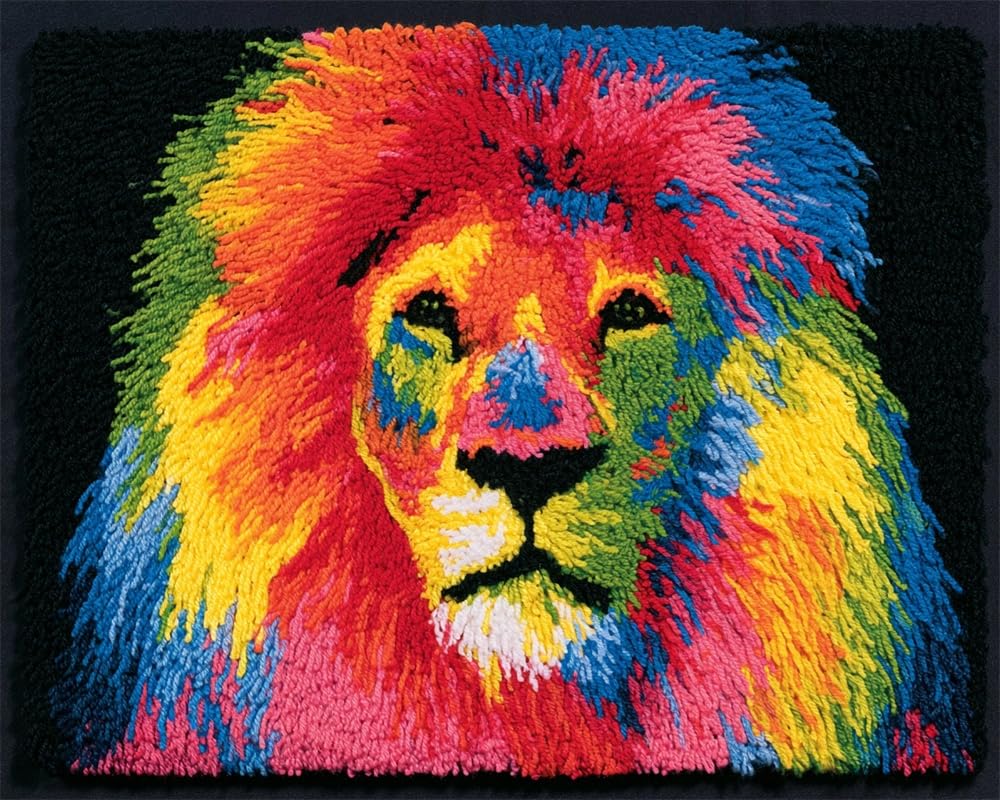 FWRTYCB 3D Latch Hook Rug Kit Lion